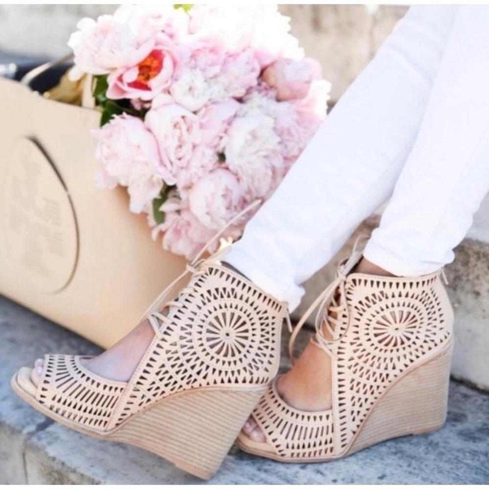 Jeffrey Campbell Rodillo Lace Up Wedge Sandal Heel Coastal‎ Boho Summer 6 - Picture 11 of 11